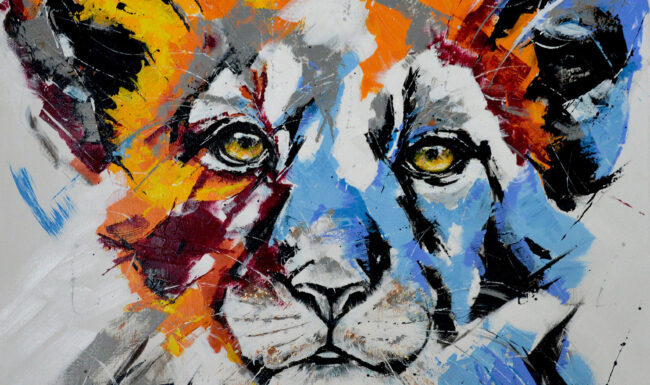 Lionceau - Peinture acrylique sur toile - 80x80cm