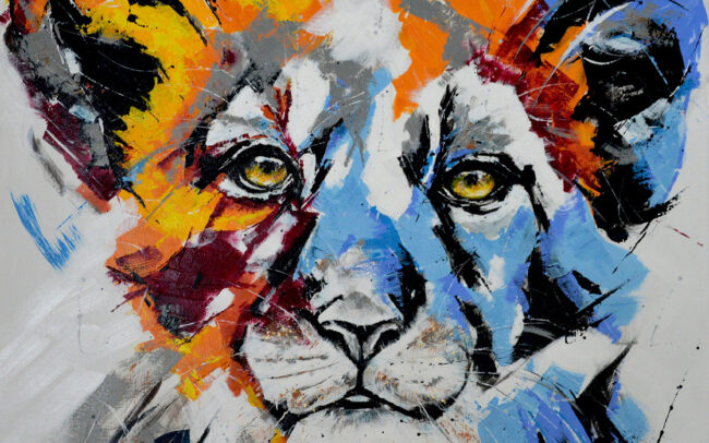Lionceau - Peinture acrylique sur toile - 80x80cm